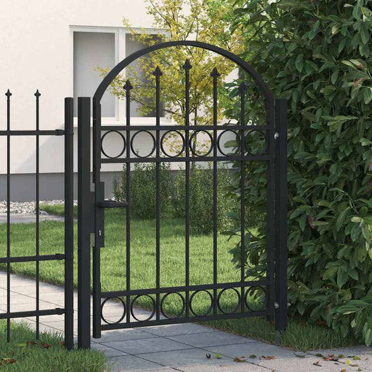 Fence Gate "ASSEN" with Arched Top Steel 102x125 cm Black