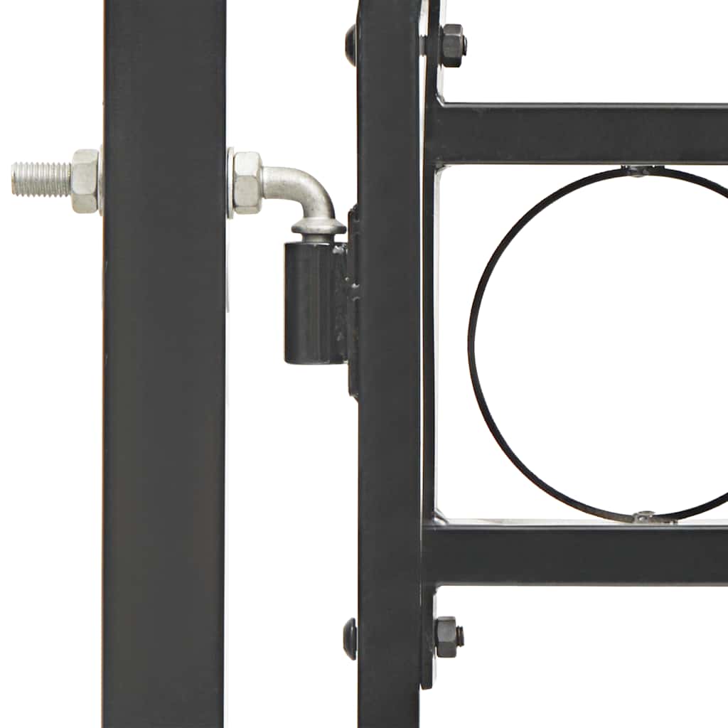 Fence Gate ASSEN with Arched Top Steel 102x150 cm Black