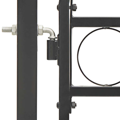 Fence Gate ASSEN with Arched Top Steel 102x150 cm Black