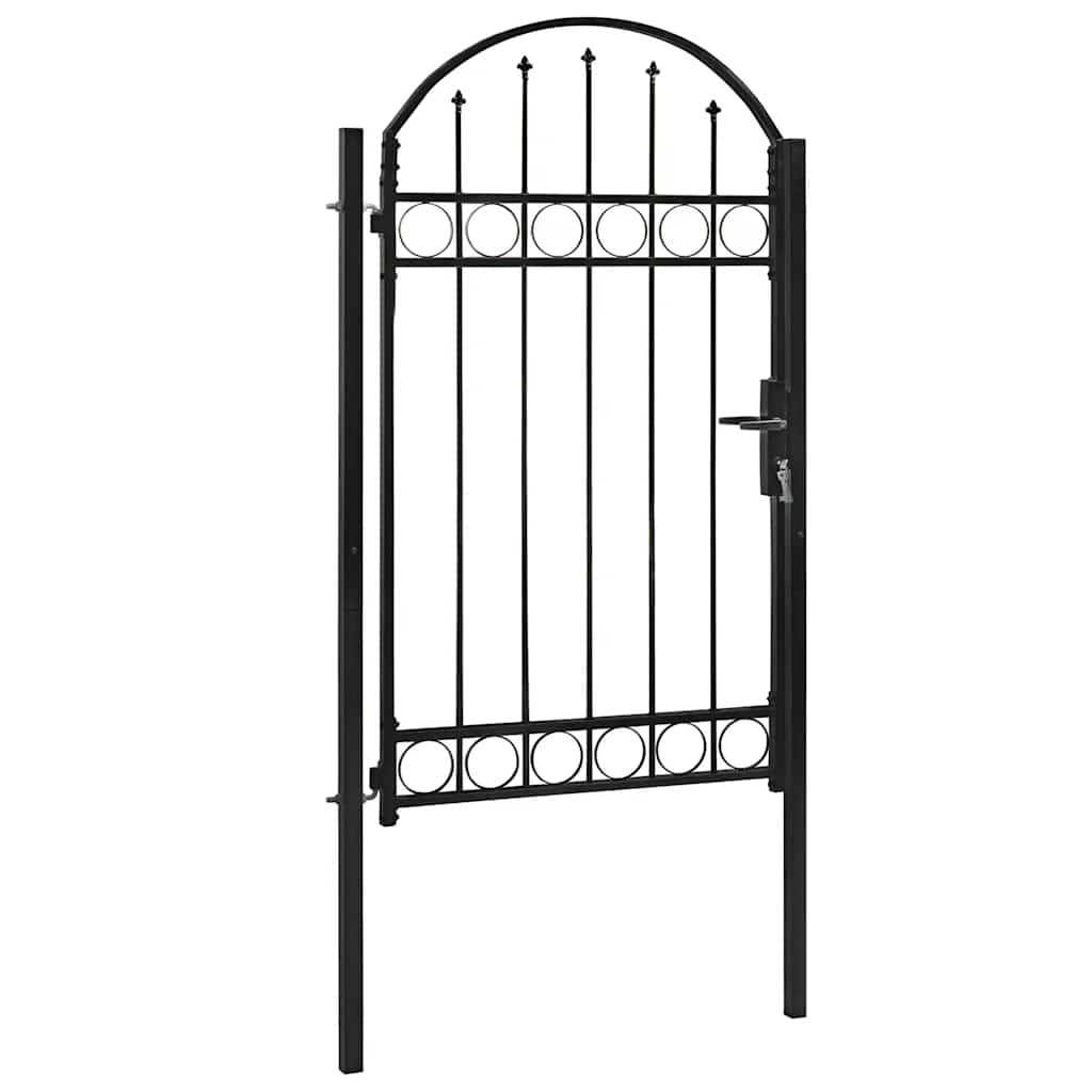 Fence Gate "ASSEN" with Arched Top Steel 102x175 cm Black