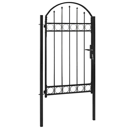 Fence Gate "ASSEN" with Arched Top Steel 102x175 cm Black