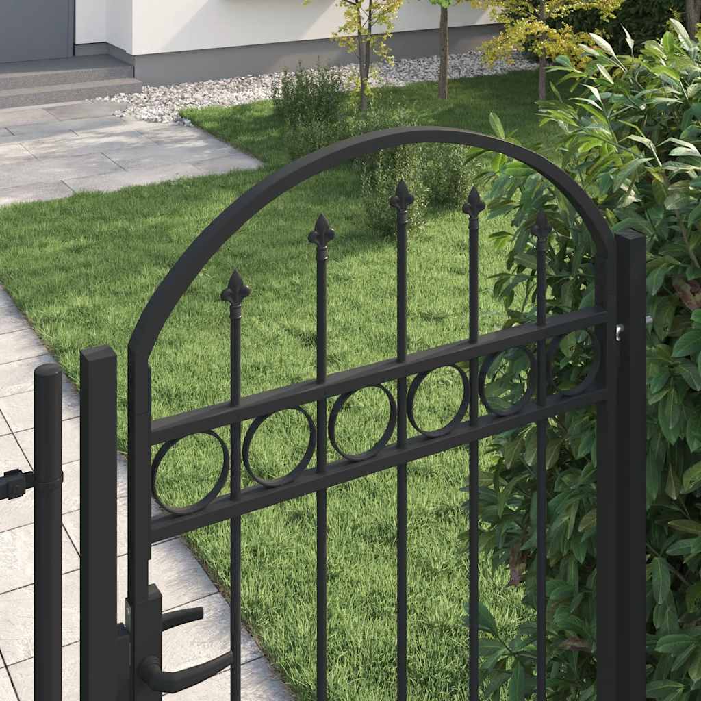 Fence Gate "ASSEN" with Arched Top Steel 102x175 cm Black