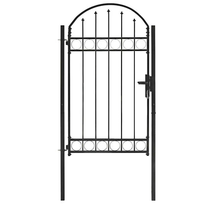 Fence Gate "ASSEN" with Arched Top Steel 102x175 cm Black