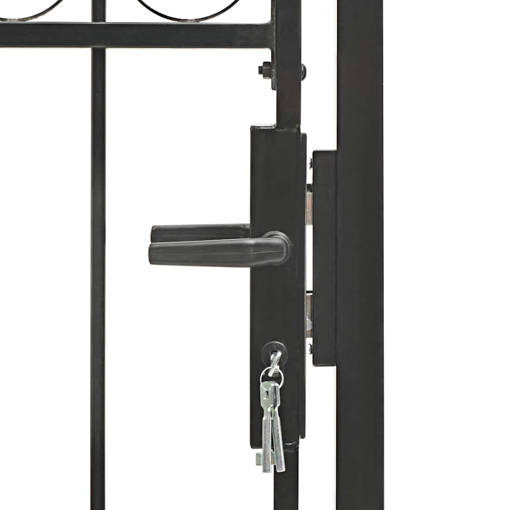 Fence Gate "ASSEN" with Arched Top Steel 102x175 cm Black