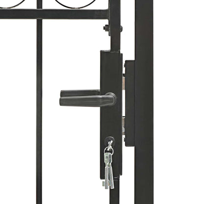 Fence Gate "ASSEN" with Arched Top Steel 102x175 cm Black