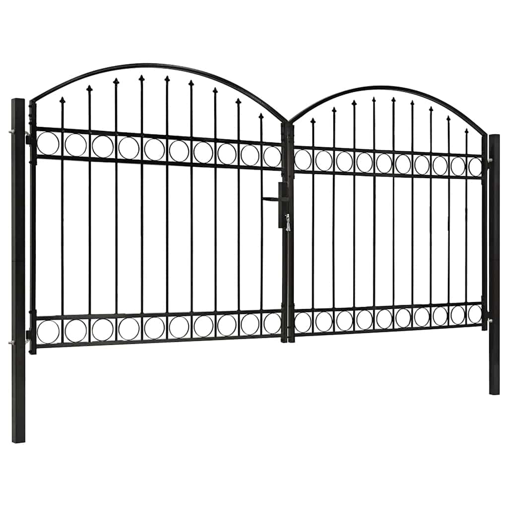 Fence Gate "ASSEN" Double Door with Arched Top Steel 300x125 cm