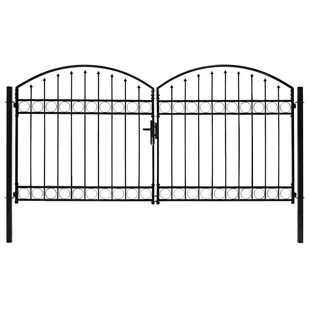 Fence Gate "ASSEN" Double Door with Arched Top Steel 300x125 cm