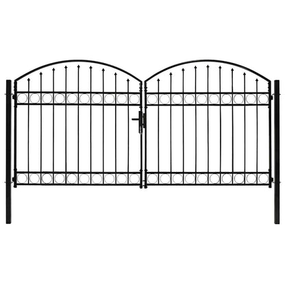 Fence Gate "ASSEN" Double Door with Arched Top Steel 300x125 cm