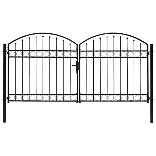 Fence Gate "ASSEN" Double Door with Arched Top Steel 300x125 cm