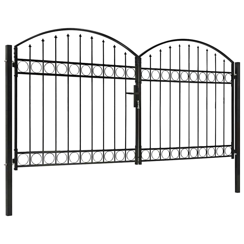 Fence Gate "ASSEN" Double Door with Arched Top Steel 300x150 cm