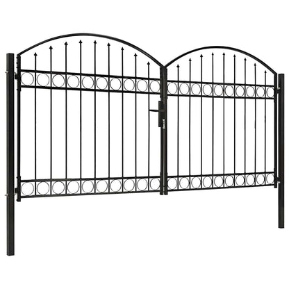 Fence Gate "ASSEN" Double Door with Arched Top Steel 300x150 cm