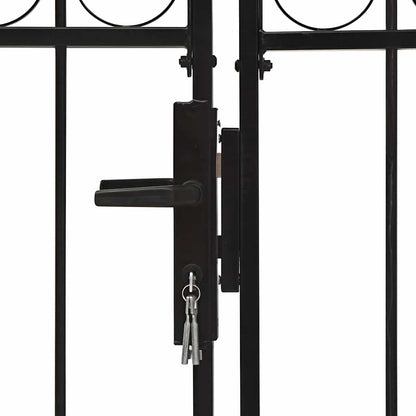Fence Gate "ASSEN" Double Door with Arched Top Steel 300x150 cm