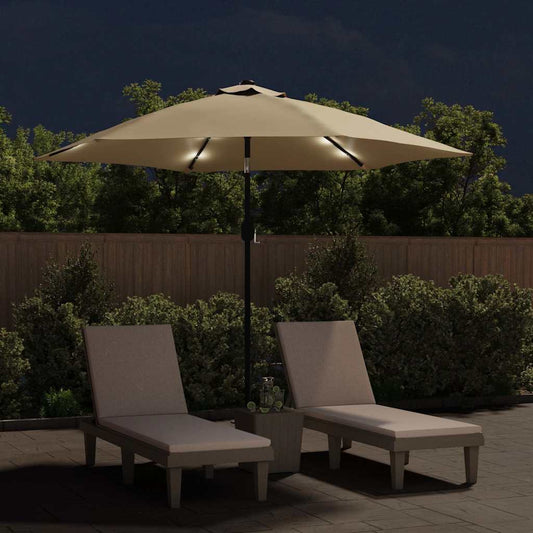 Garden Parasol | Taupe | Polyester | Large | Tiltable | Garden Parasol