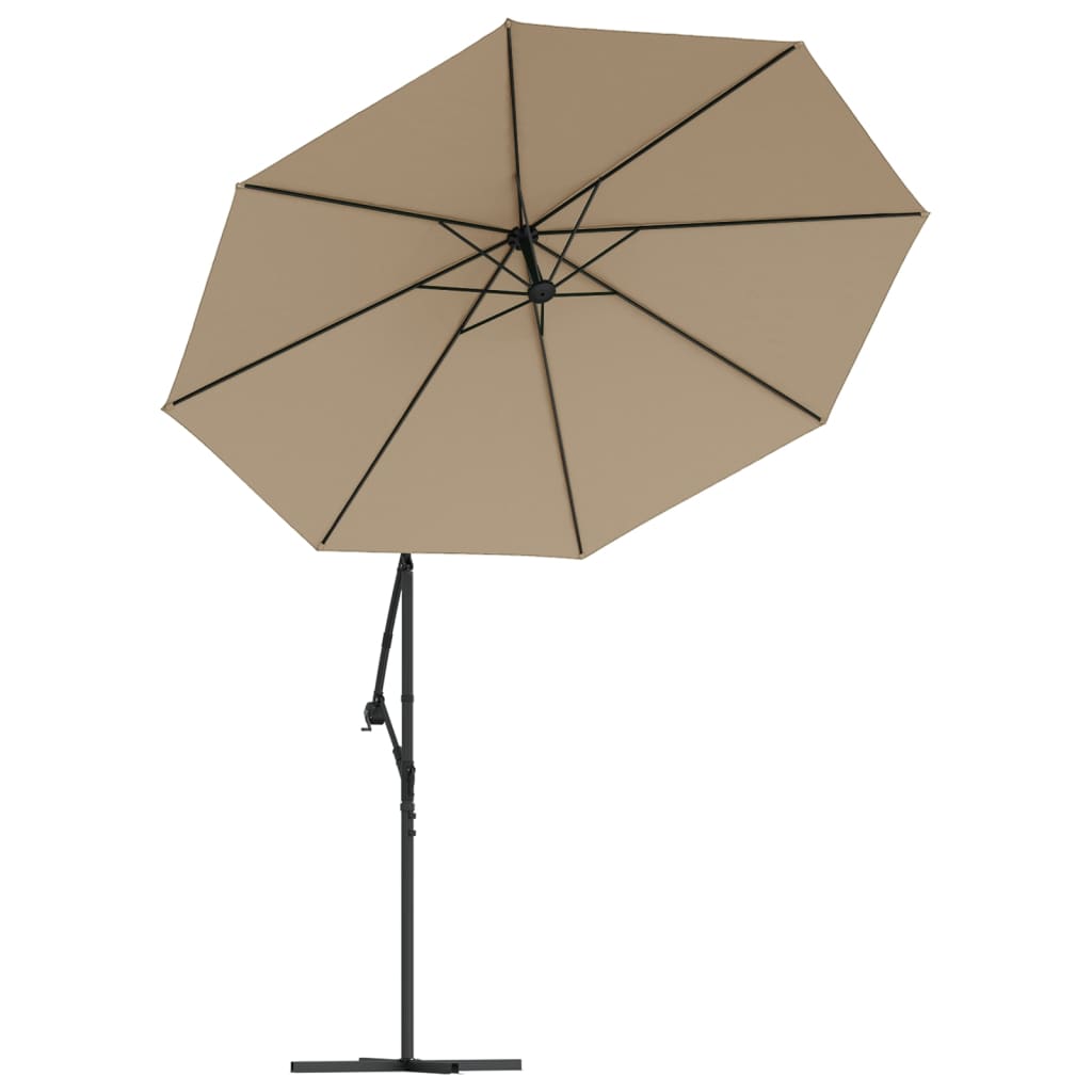 Cantilever Garden Parasol with LED Lights and Steel Pole 118.1" Taupe