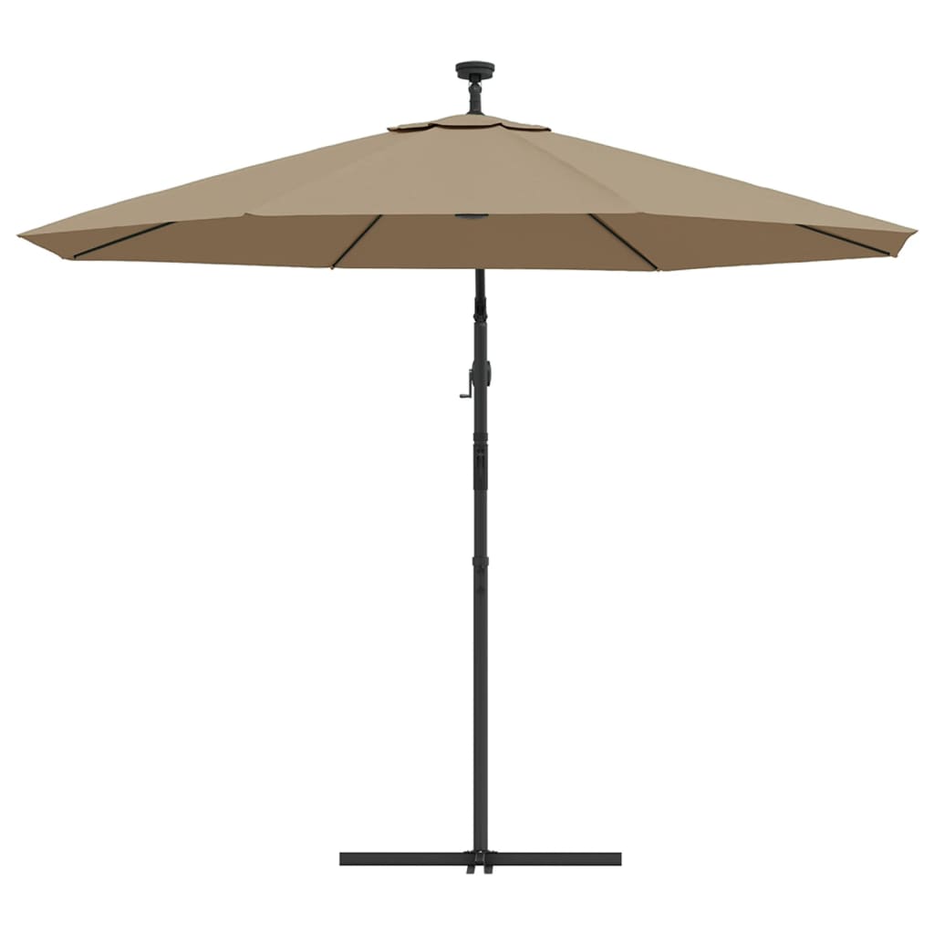Cantilever Garden Parasol with LED Lights and Steel Pole 118.1" Taupe