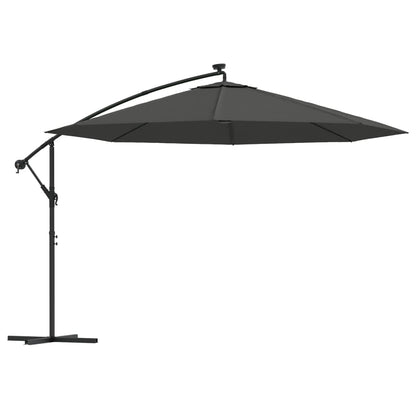 Cantilever Garden Parasol with LED Lights and Metal Pole 350 cm Anthracite