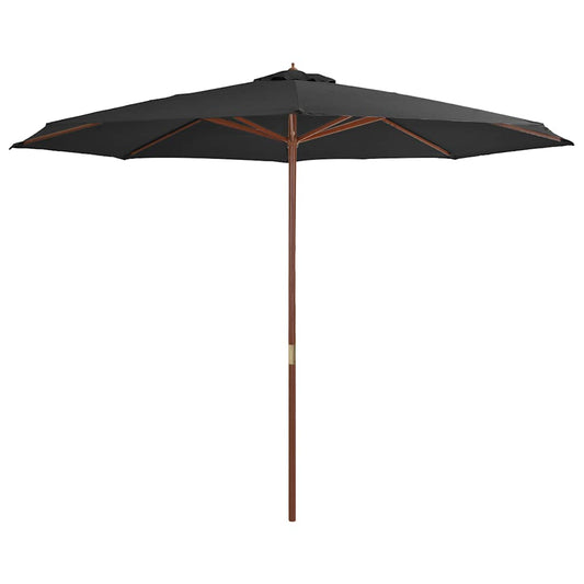Garden Parasol | Anthracite | Polyester, Wooden Pole | Large