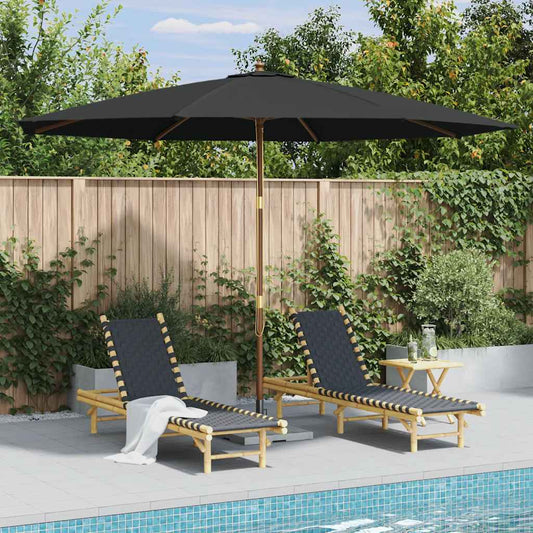 Garden Parasol | Anthracite | Polyester, Wooden Pole | Large