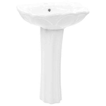 143005 vidaXL Freestanding Basin with Pedestal Ceramic White 580x510x200 mm