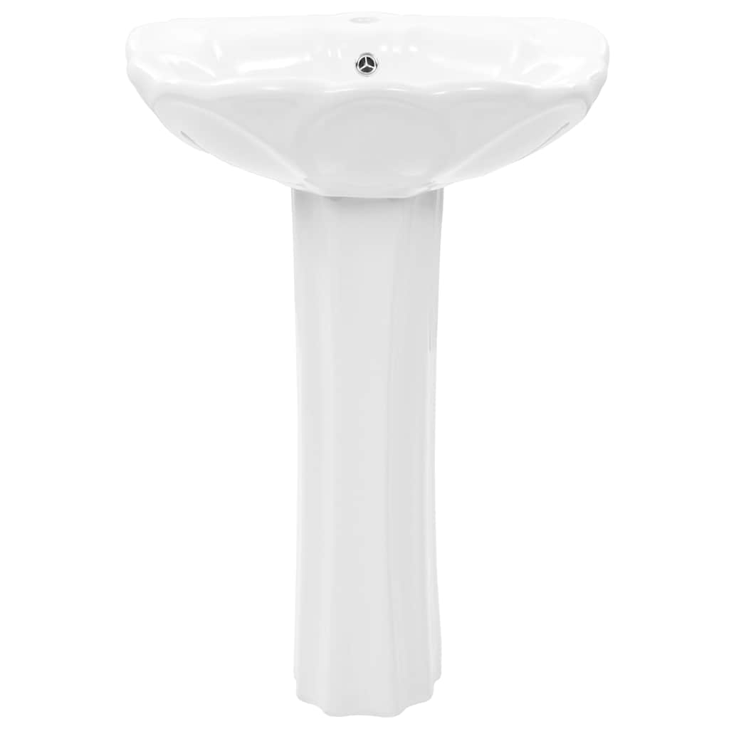 143005 vidaXL Freestanding Basin with Pedestal Ceramic White 580x510x200 mm