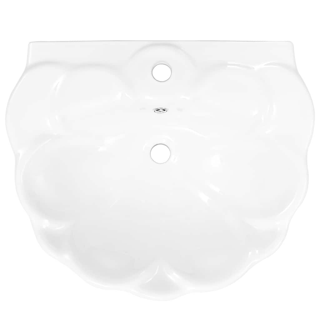 143005 vidaXL Freestanding Basin with Pedestal Ceramic White 580x510x200 mm