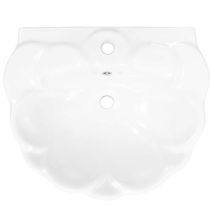 143005 vidaXL Freestanding Basin with Pedestal Ceramic White 580x510x200 mm