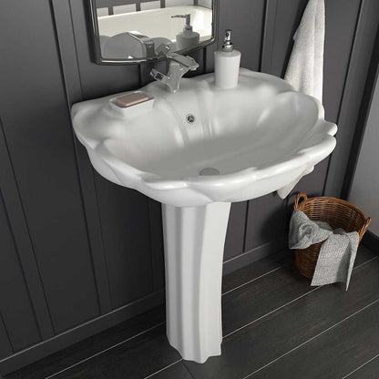 143005 vidaXL Freestanding Basin with Pedestal Ceramic White 580x510x200 mm