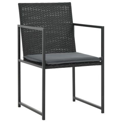 9 Piece Patio Dining Set with Cushions Poly Rattan Black