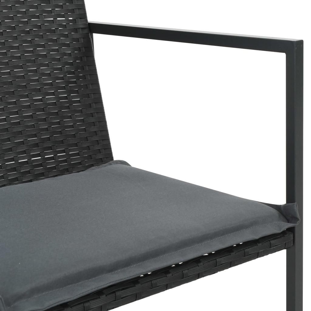 9 Piece Patio Dining Set with Cushions Poly Rattan Black
