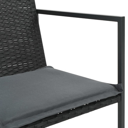 9 Piece Patio Dining Set with Cushions Poly Rattan Black