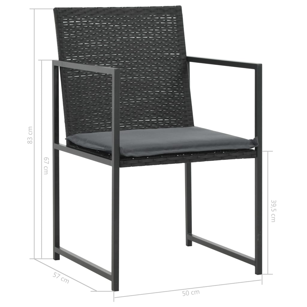 9 Piece Patio Dining Set with Cushions Poly Rattan Black