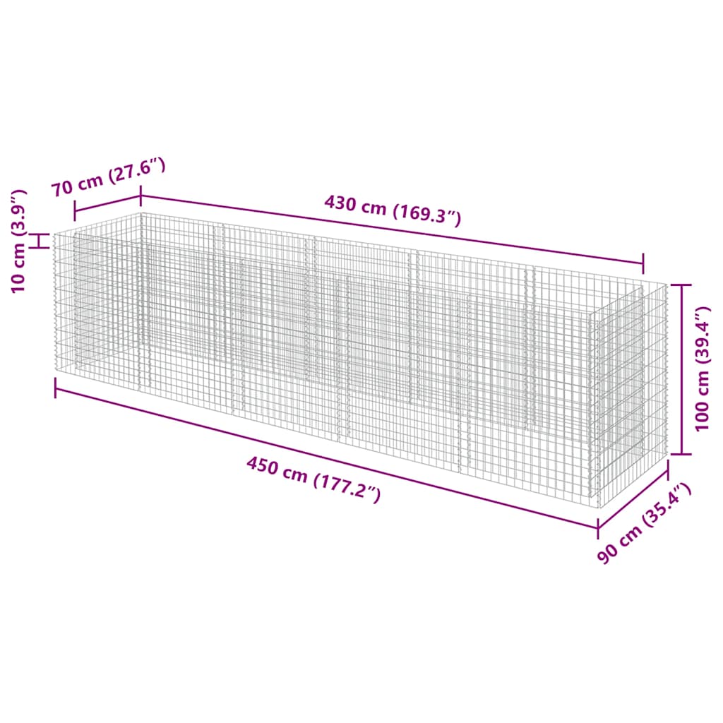 Gabion Raised Bed Silver Galvanized steel