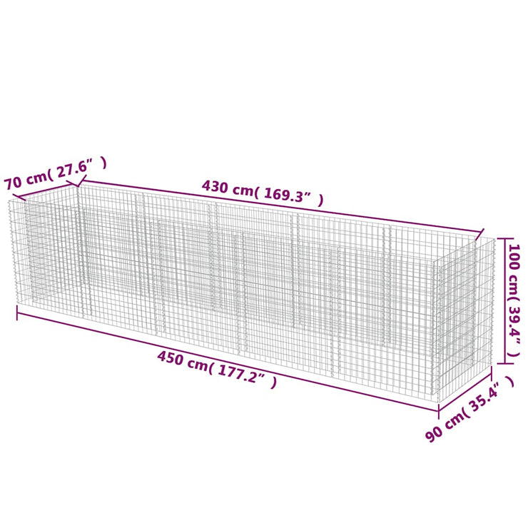 Gabion Raised Bed Galvanized Steel 177.2"x35.4"x39.4"