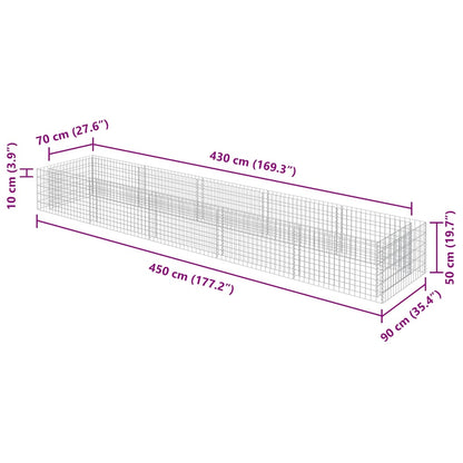 Gabion Raised Bed Silver Galvanized steel 177.2 x 35.4 x 19.7 in