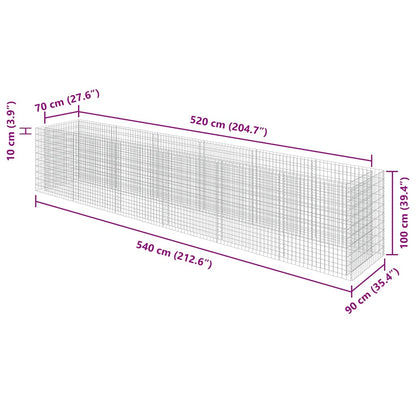Gabion Raised Bed Galvanized Steel 212.6"x35.4"x39.4