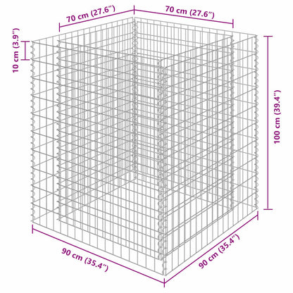 Gabion Raised Bed Galvanised Steel 90x90x100 cm