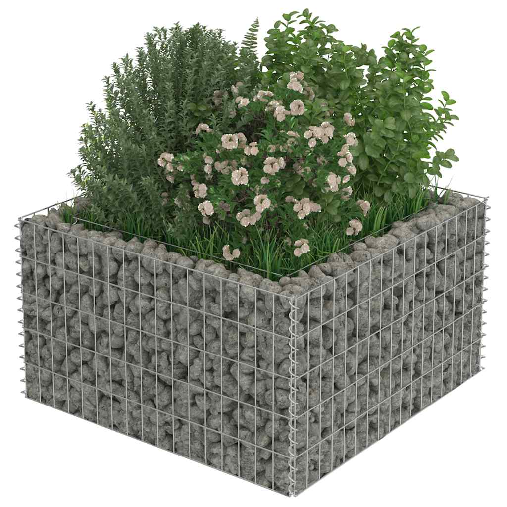 Gabion Raised Bed Silver Galvanized steel 35.4 x 35.4 x 19.7 in