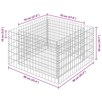 Gabion Raised Bed Silver Galvanized steel 35.4 x 35.4 x 19.7 in