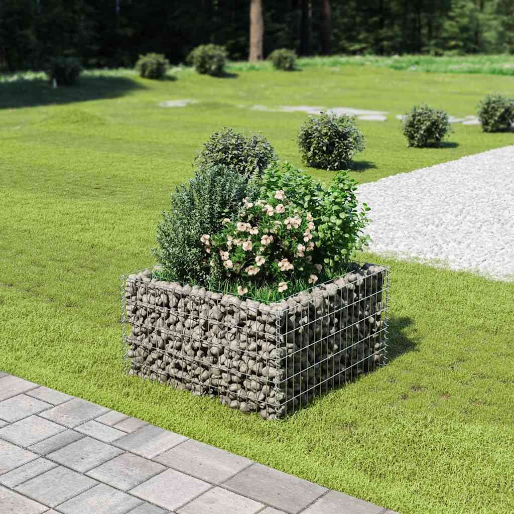 Gabion Raised Bed Silver Galvanized steel 35.4 x 35.4 x 19.7 in