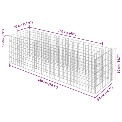 Gabion Raised Bed Silver Galvanized steel 70.9 x 19.7 x 19.7 in