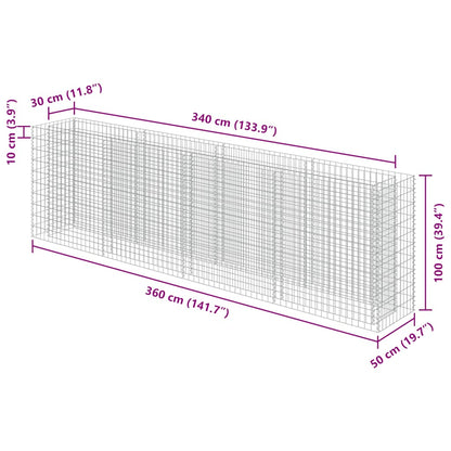 Gabion Raised Bed Silver Galvanized Steel Large