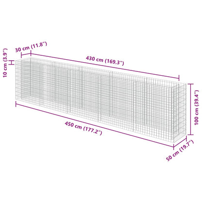 Gabion Raised Bed Galvanized Steel 177.2"x19.7"x39.4
