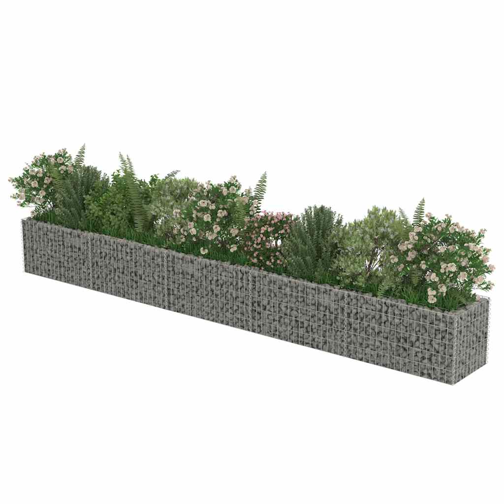 vidaXL Gabion Raised Bed Silver Galvanized Steel 177.2 x 19.7 x 19.7 in