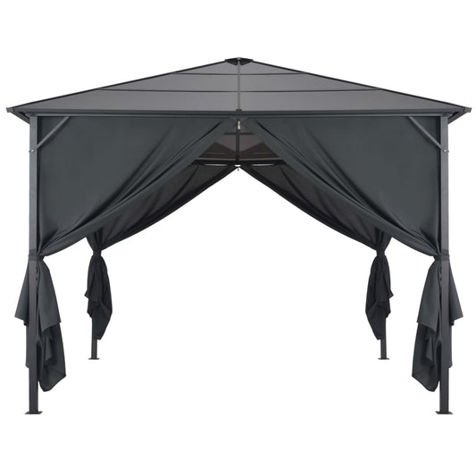 Gazebo with Curtain Aluminium 3x3 m Black