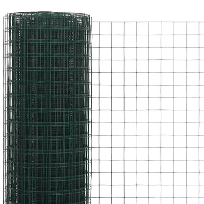 vidaXL Chicken Wire Fence Steel with PVC Coating 32.8'x4.9' Green