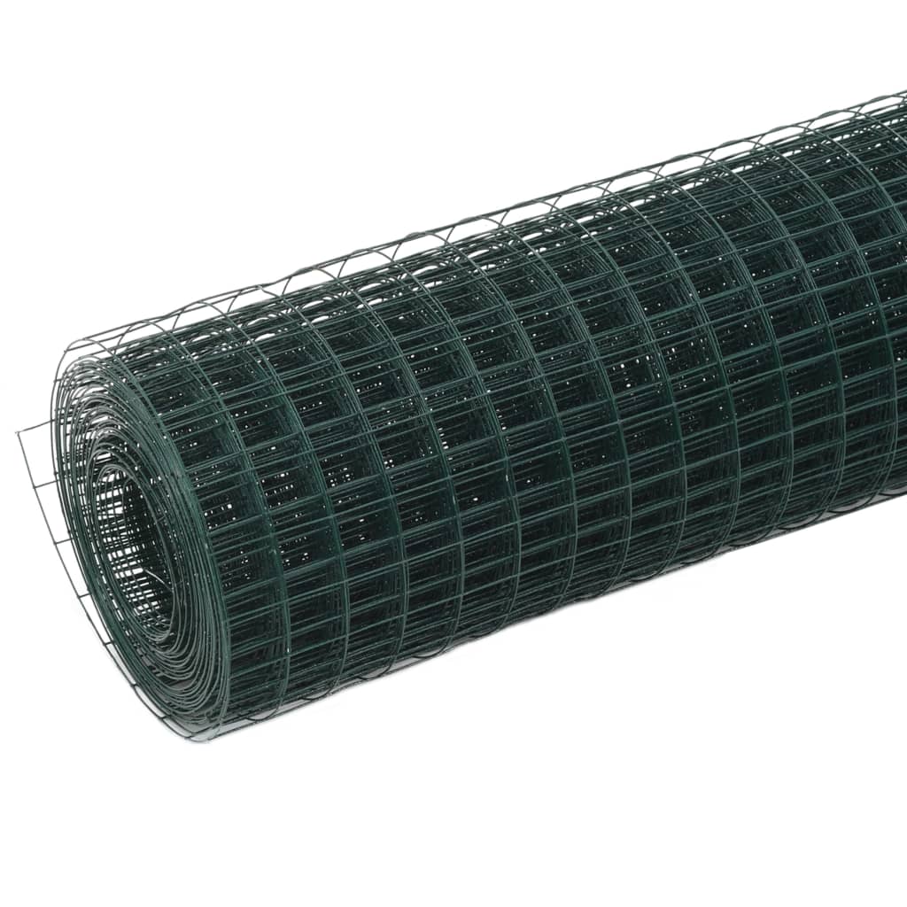 Chicken Wire Fence Steel with PVC Coating 25x0.5 m Green