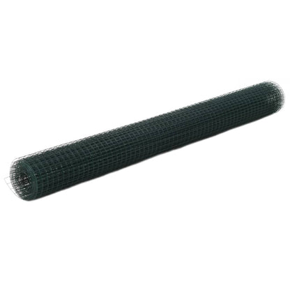 vidaXL Chicken Wire Fence Steel with PVC Coating 82'x4.9' Green