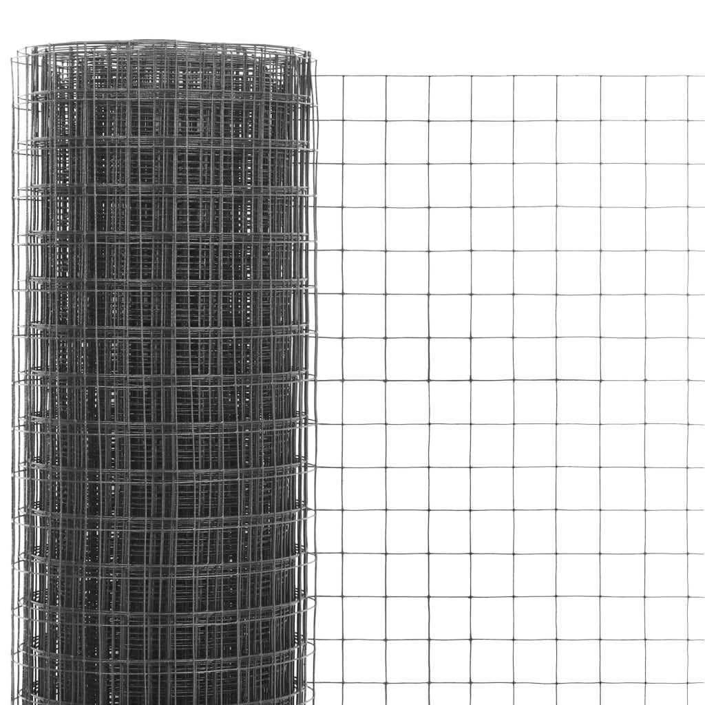 Chicken Wire Fence Steel with PVC Coating 10x1 m Grey