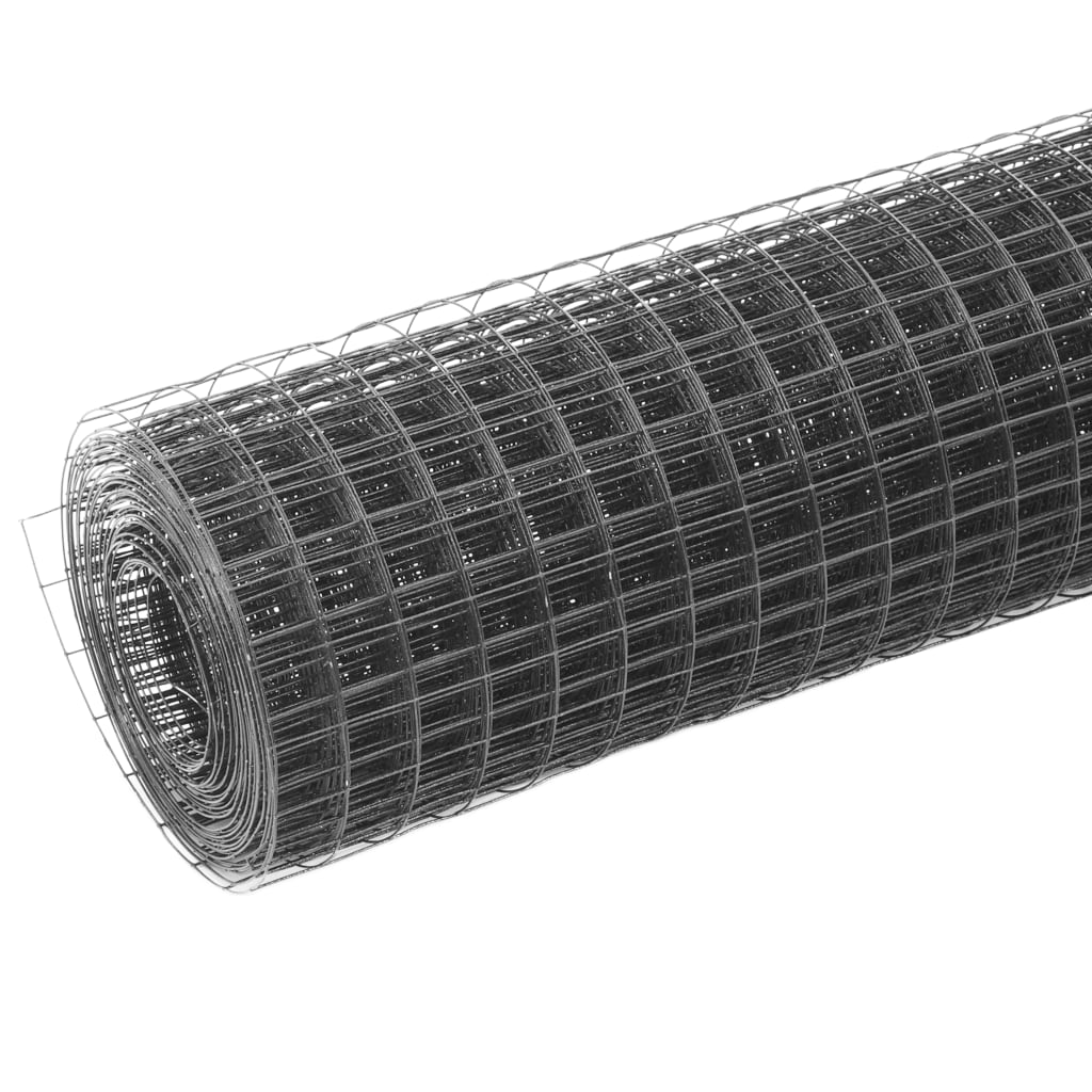 Chicken Wire Fence Steel with PVC Coating 10x1.5 m Grey