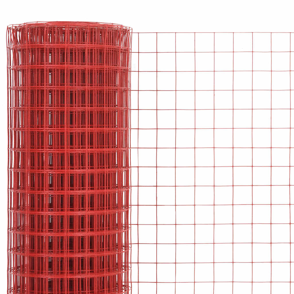 Chicken Wire Fence Steel with PVC Coating 10x1 m Red